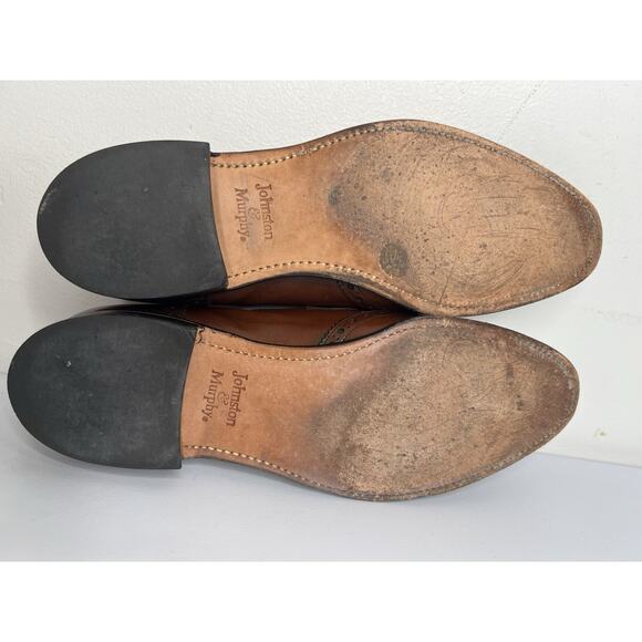 Vtg Johnston Murphy Aristocraft Leather Shoes Loafers Wingtip Brown Men’s Sz 11B - Picture 11 of 11